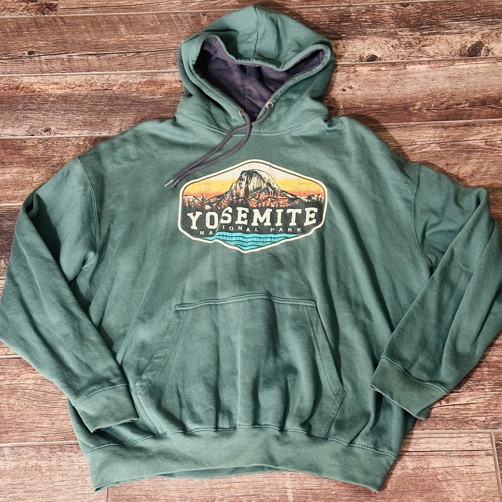 Yosemite National Park - Green Cotton Hoodie - 2XL Large - California - Comfy